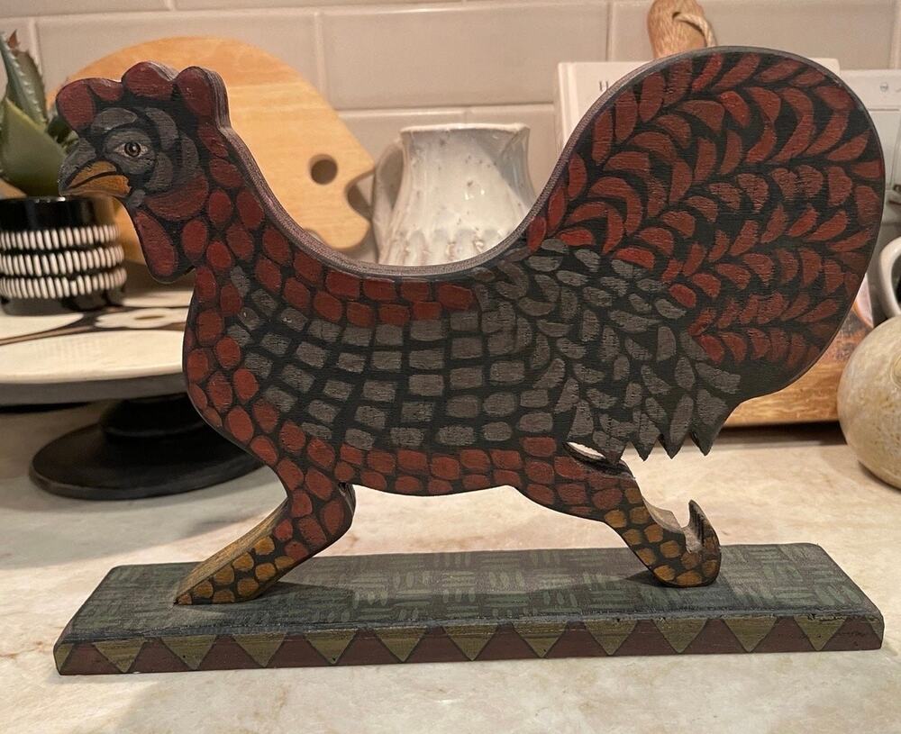 Kathy Graybill primitive rooster wood decork